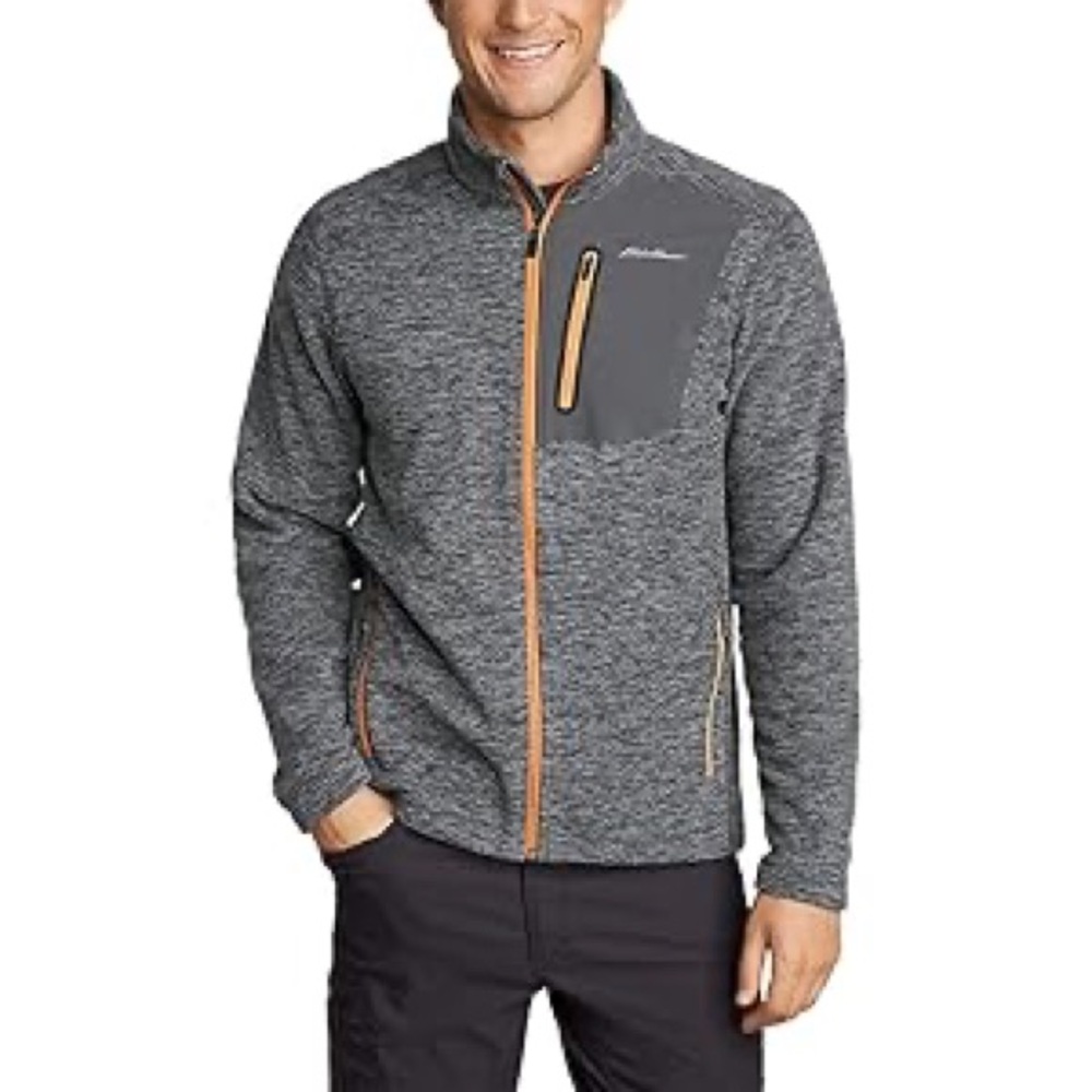 Eddie Bauer Men's Charcoal and Tan Full-Zip Jacket